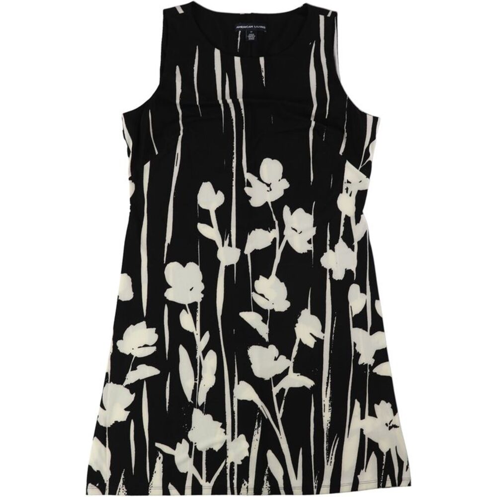 American Living Womens Jacquard Sheath Dress, Black, 12, DM